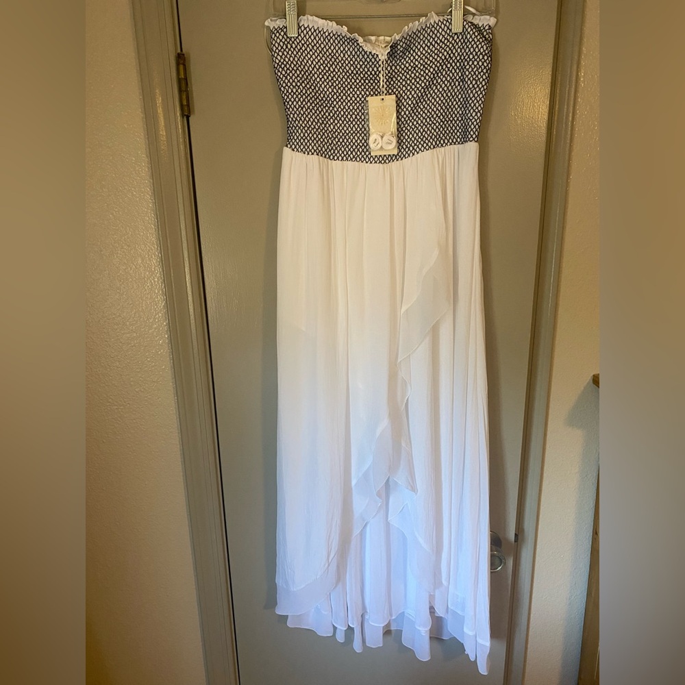 Ramy Brook Strapless Navy and White Dress